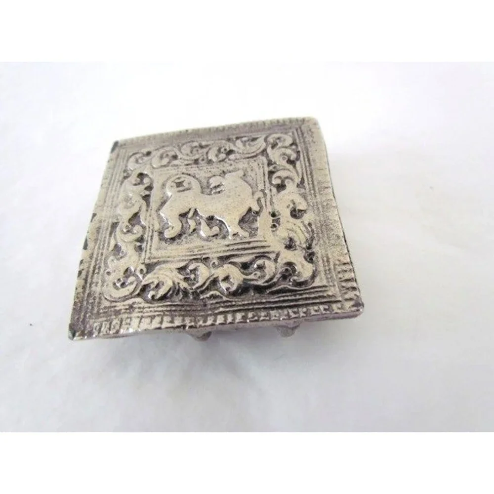 Antique Vintage Belt Buckle Animal Floral Vine German Silver Hand Made Unusual